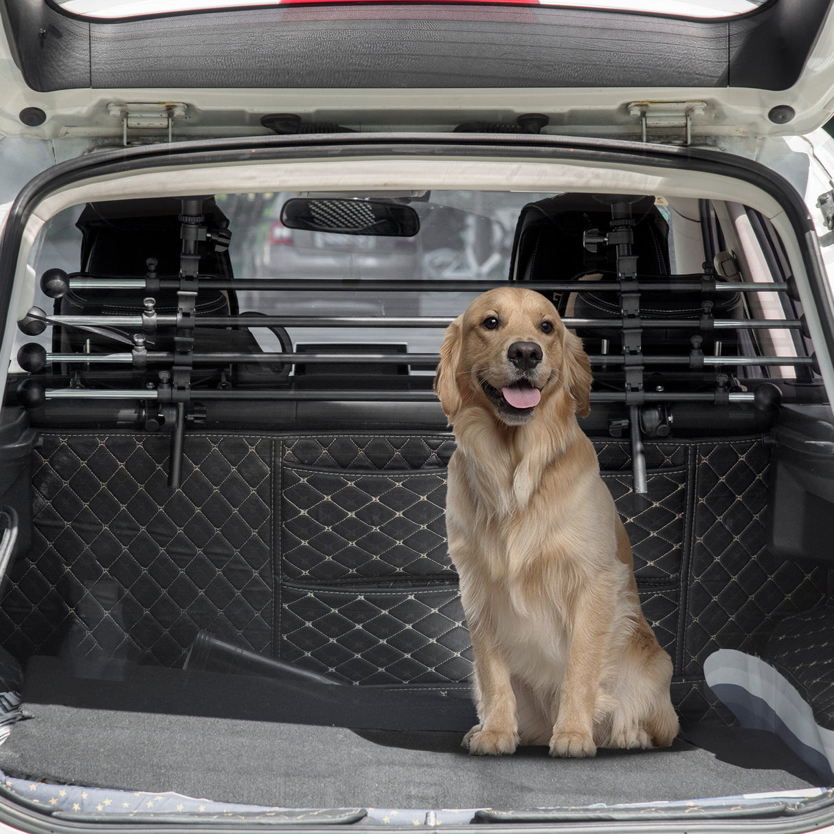 easycomfort easycomfort divisorio auto per cani regolabile in altezza e larghezza in ferro e abs 85 140x40 50 cm nero