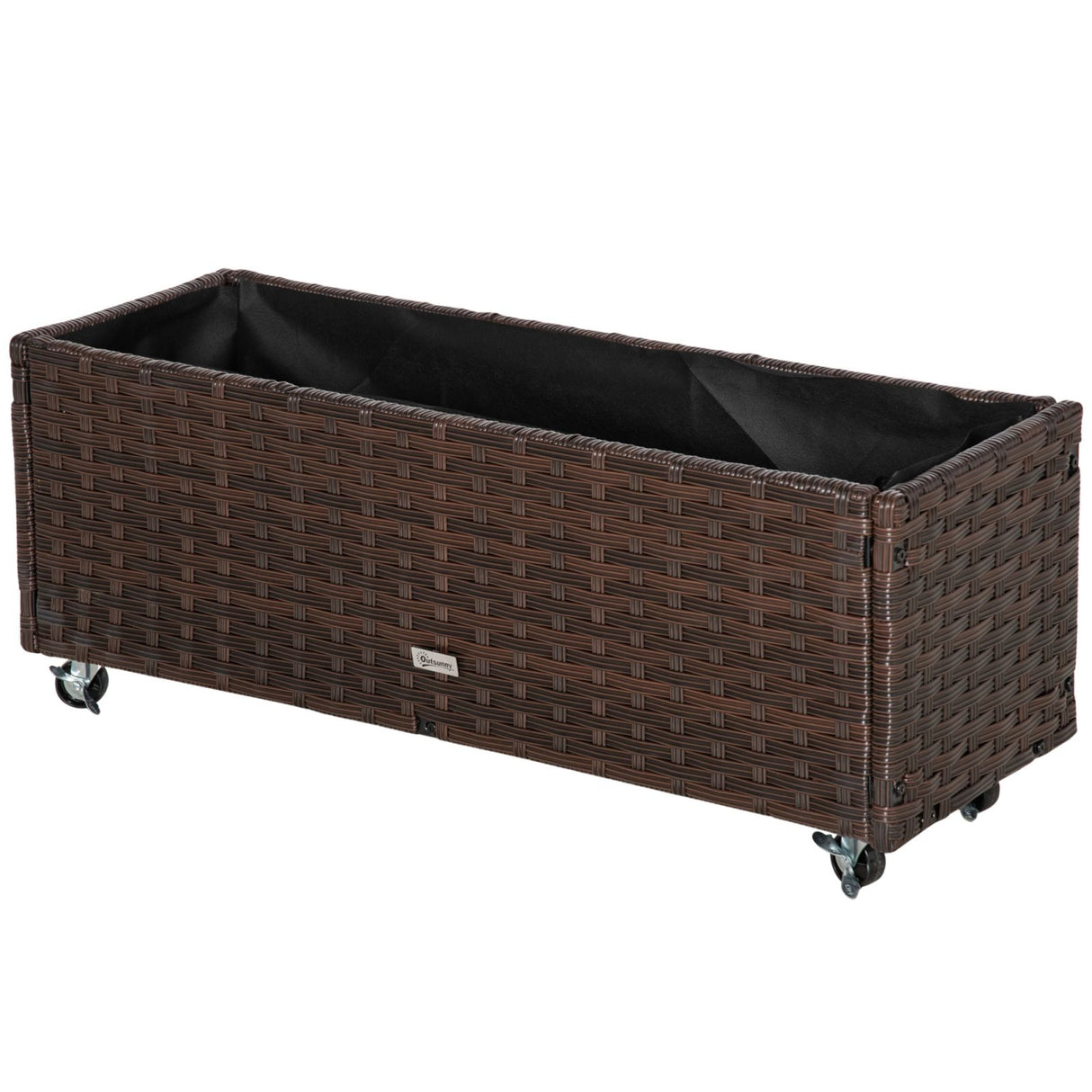 easycomfort easycomfort fioriera rialzata in rattan sintetico con 4 ruote bloccabili 94 5x31x36cm grigio