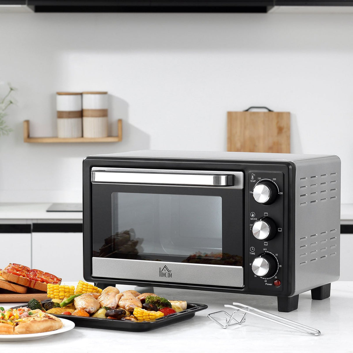 easycomfort easycomfort fornetto elettrico 16l temperatura regolabile e timer 3 metodi di cottura e accessori inclusi 1400w 44x32x28 1cm argento nero