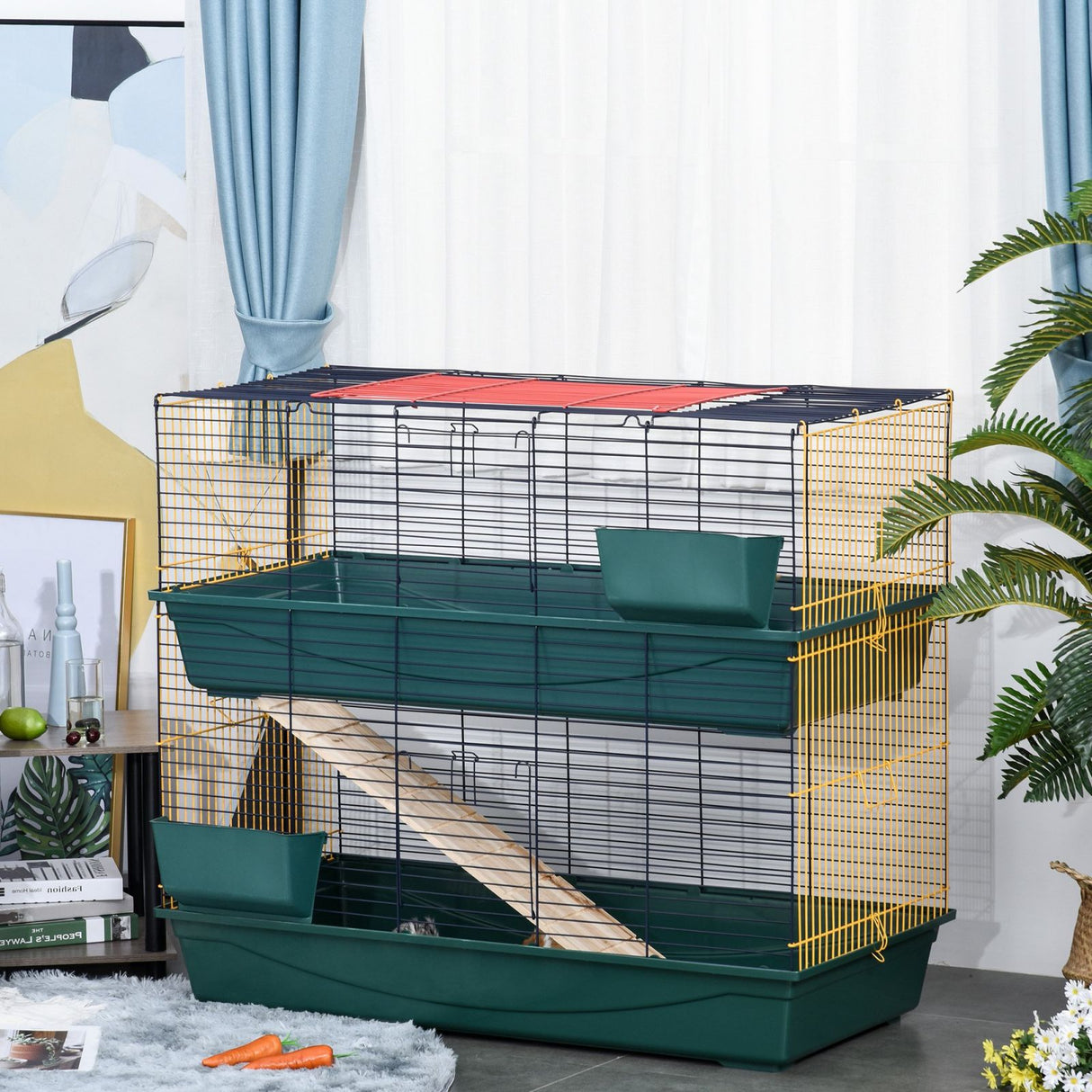 easycomfort easycomfort gabbia per conigli nani e piccoli roditori a 2 livelli con rampa 3 porte e 2 mangiatoie ean 8055776912042