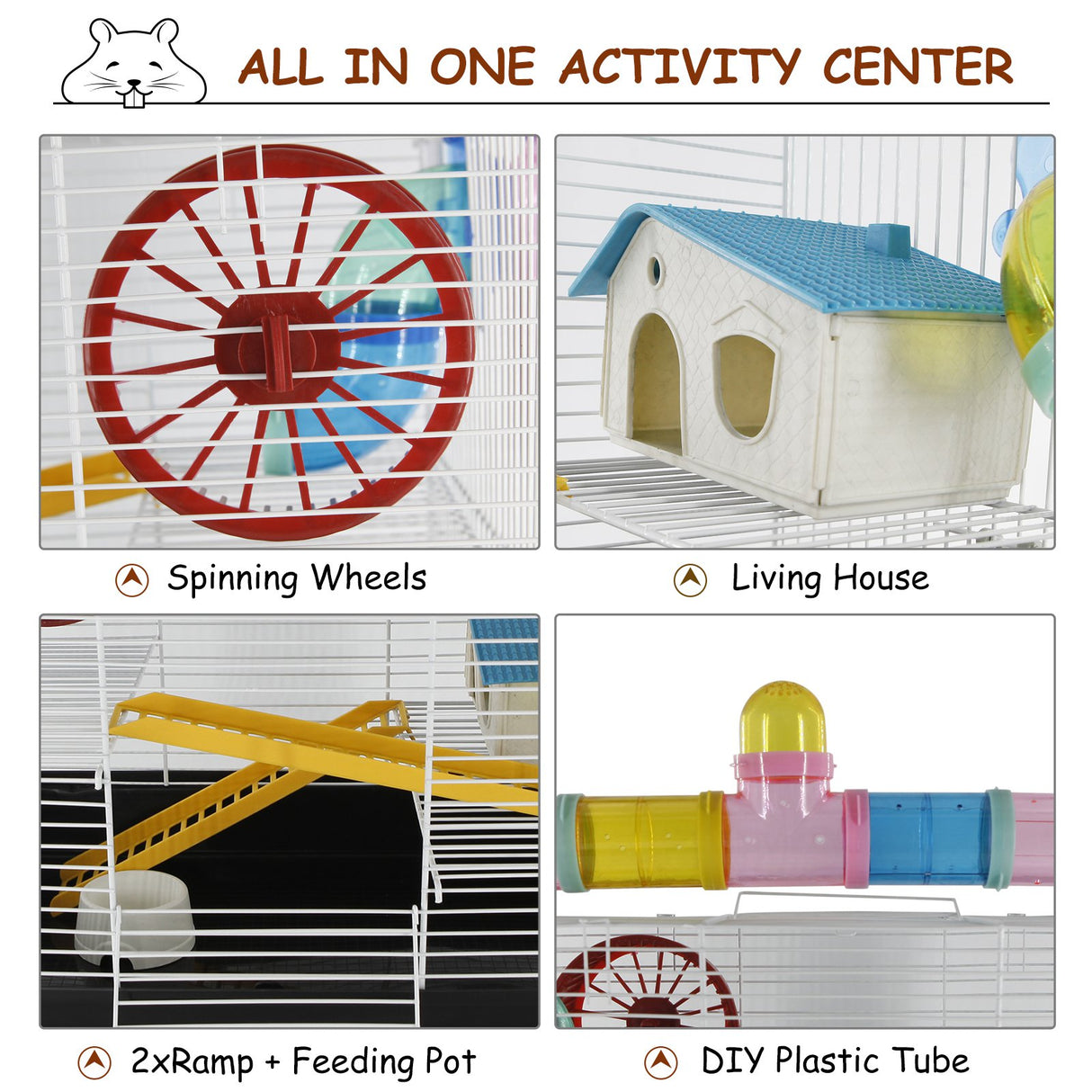 easycomfort easycomfort gabbia per criceti a tre piani con tubi e accessori in metallo e plastica ean 8054111848244