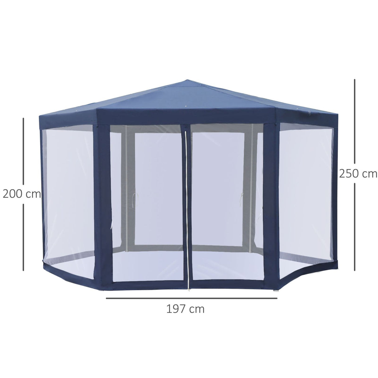 easycomfort easycomfort gazebo esagonale da giardino struttura in ferro con 6 zanzariere blubianco195x250x197cm ean 8054144138510
