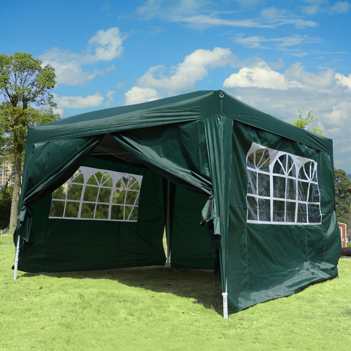 easycomfort easycomfort gazebo impermeabile con pannelli laterali pieghevole 3x3m verde ean 8054144134048