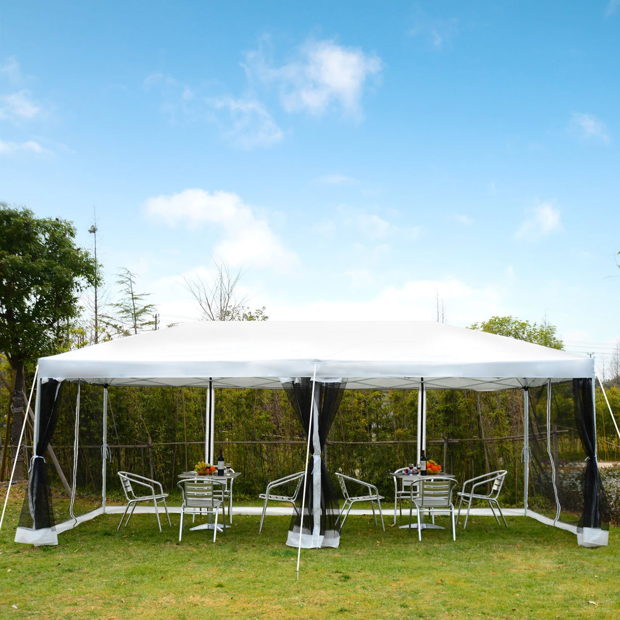 easycomfort easycomfort gazebo pieghevole con zanzariera bianco 3x6m ean 8055776915371