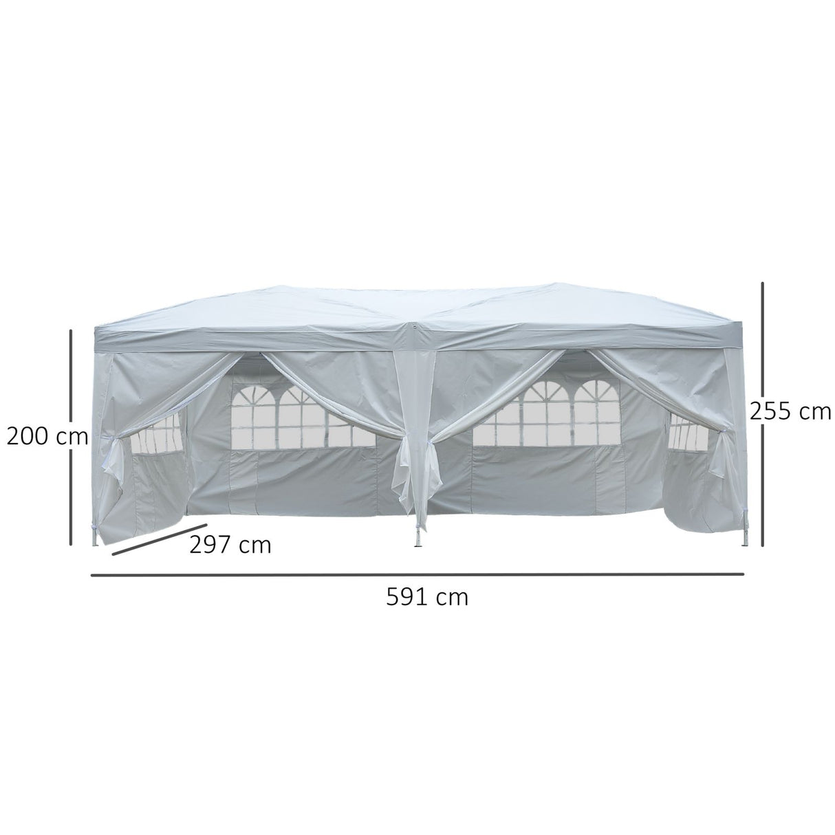 easycomfort easycomfort gazebo pieghevole da giardino con 6 pannelli laterali bianco 3x6m ean 8054111845557