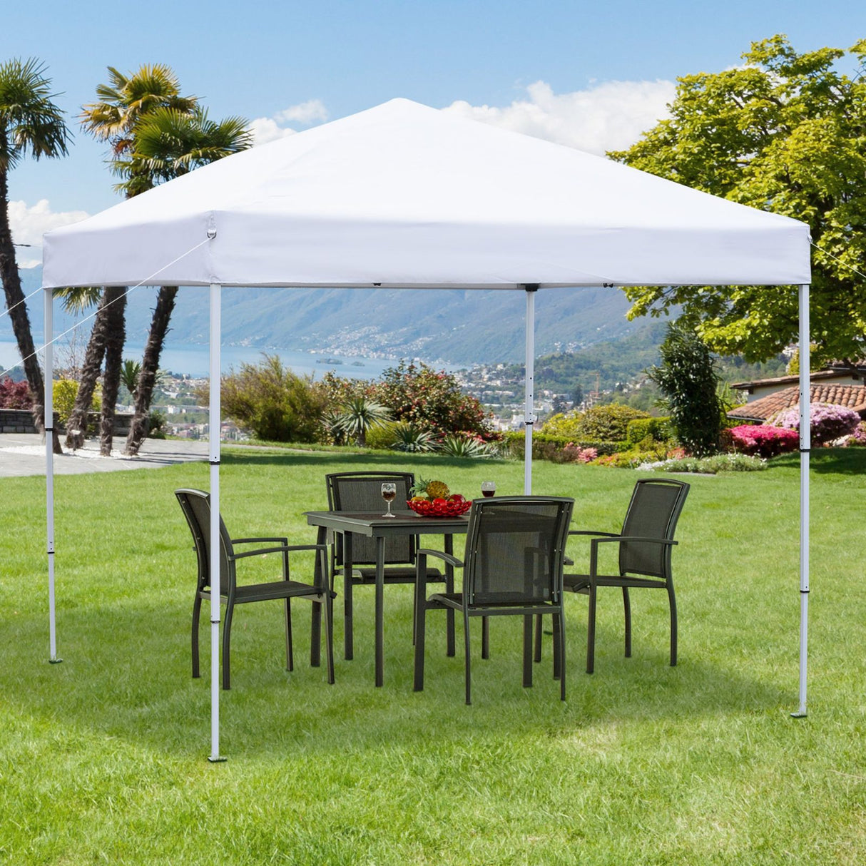 easycomfort easycomfort gazebo pieghevole rivestimento in oxford con corde e picchetti bianco 2 5 x 2 5 m ean 8054144137735