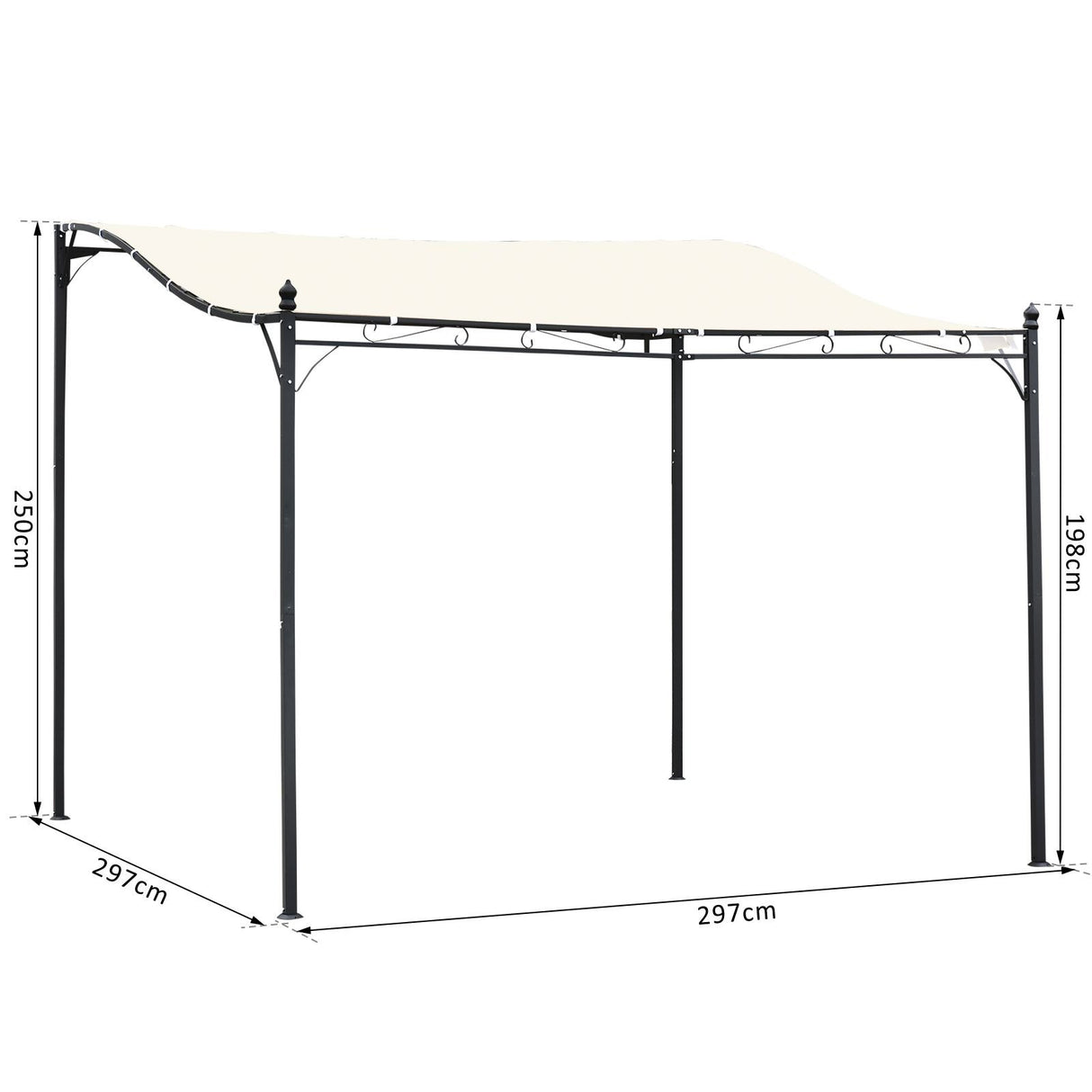 easycomfort easycomfort gazebo tenda parasole con telo in poliestere crema 297x297cm ean 8055776912516