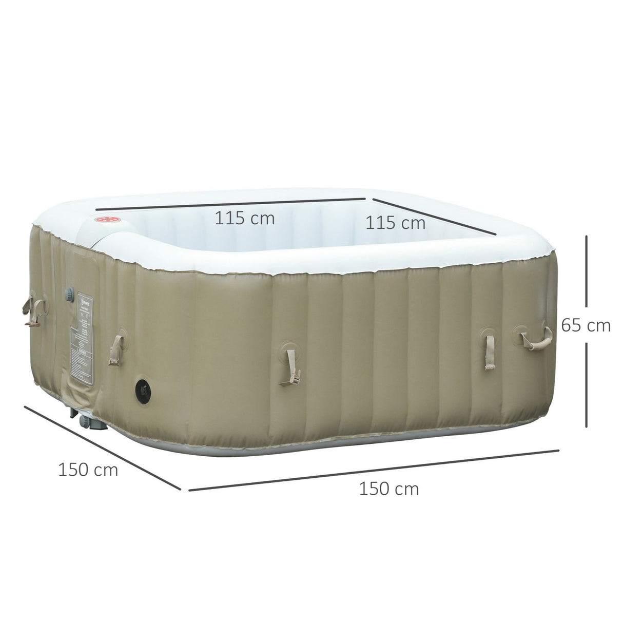 easycomfort easycomfort idromassaggio gonfiabile con telo 100 getti e riscaldamento 42c per 2 4 persone 150x150x65cm bianco e marrone ean 8055776915524