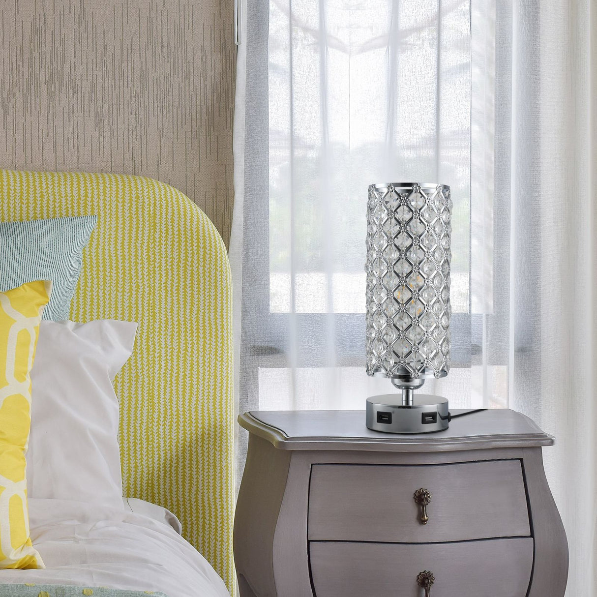 easycomfort easycomfort lampada da tavolo con paralume in cristallo 2 porte usb ean 8054111845878