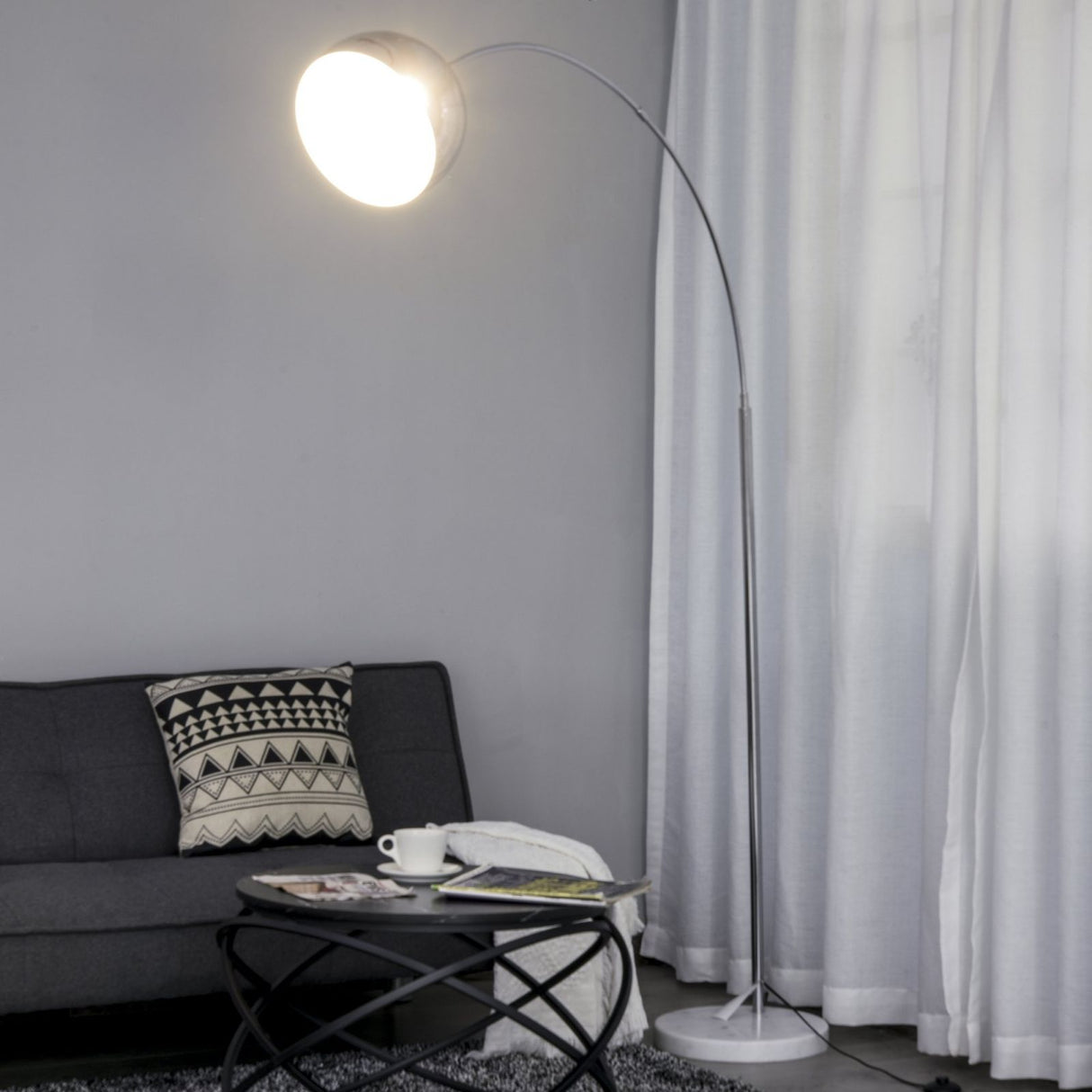 easycomfort easycomfort lampada da terra ad arco con paralume regolabile in acciaio con base rotonda in marmo ean 8055776914190