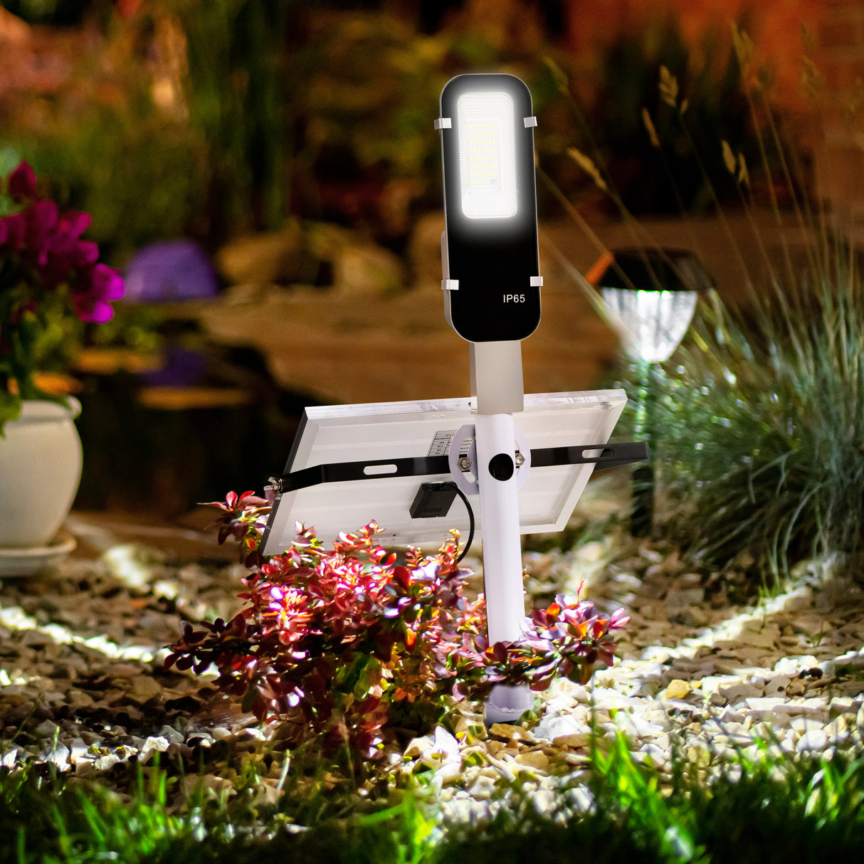 easycomfort easycomfort lampada solare da giardino a led luce regolabile e timer con telecomando 68x37x16cm nero