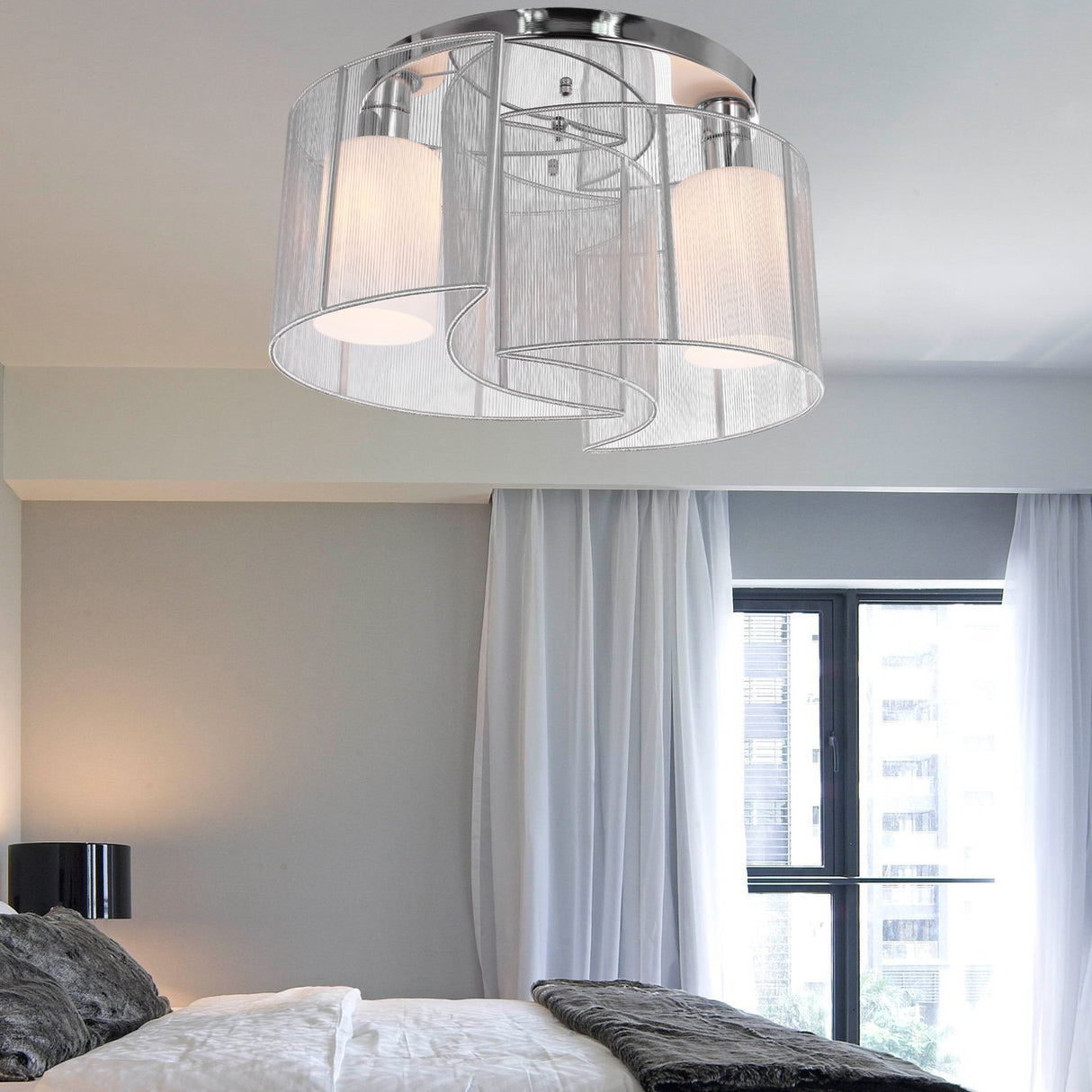 easycomfort easycomfort lampadario a incasso con 2 paralumi a mezzaluna in metallo argento ean 8054144132587
