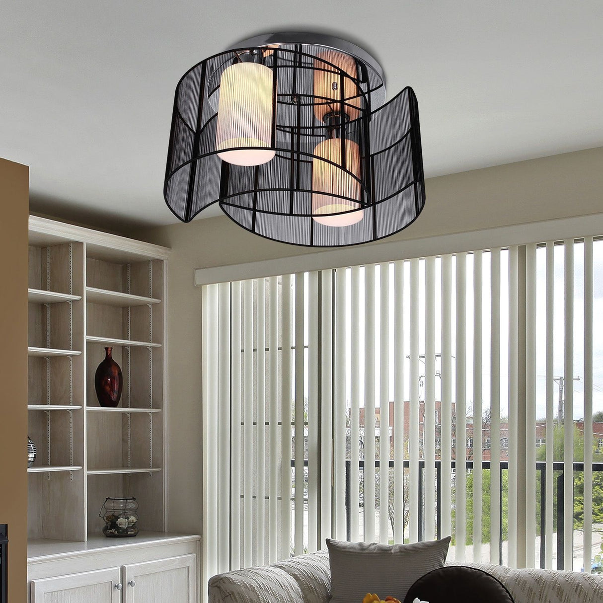 easycomfort easycomfort lampadario a incasso con 2 paralumi a mezzaluna in metallo nero 40 x 25cm ean 8054144134864