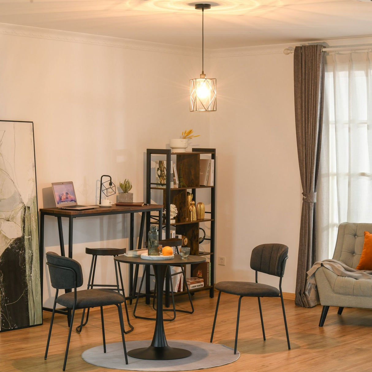 easycomfort easycomfort lampadario stile geometrico in metallo nero con cavo regolabile