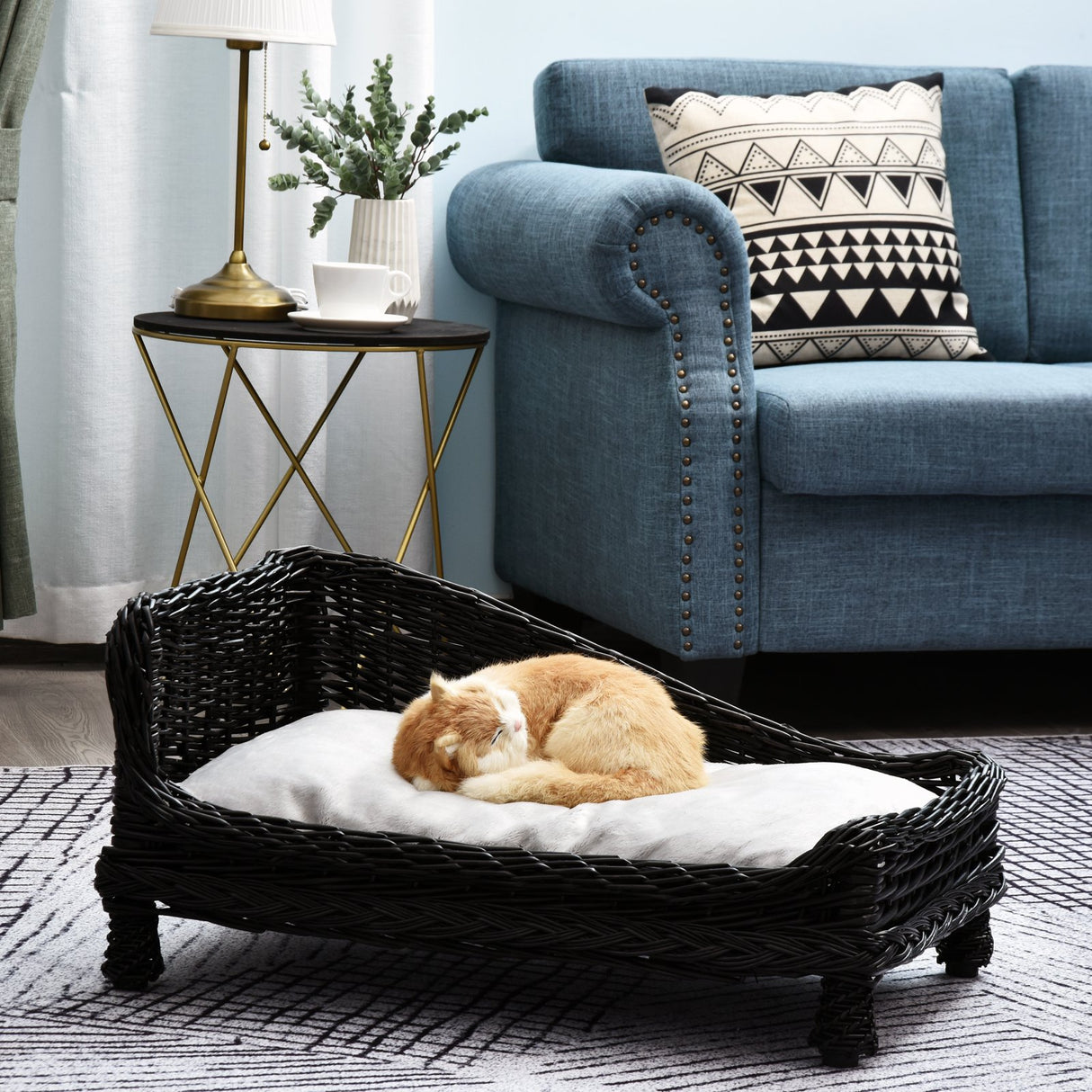 easycomfort easycomfort lettino per cani animali domestici chaise longue in vimini con cuscino nero ean 8054111845595