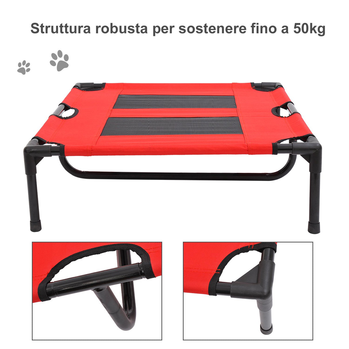 easycomfort easycomfort lettino per cani e gatti fino 18kg cuccia brandina rossa e nera 78x68cm ean 8054111844154