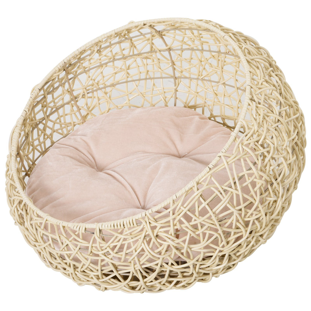 easycomfort easycomfort letto per gatti in rattan con cuscino in lino e cotone beige 56 x 35 cm ean 8055776911182