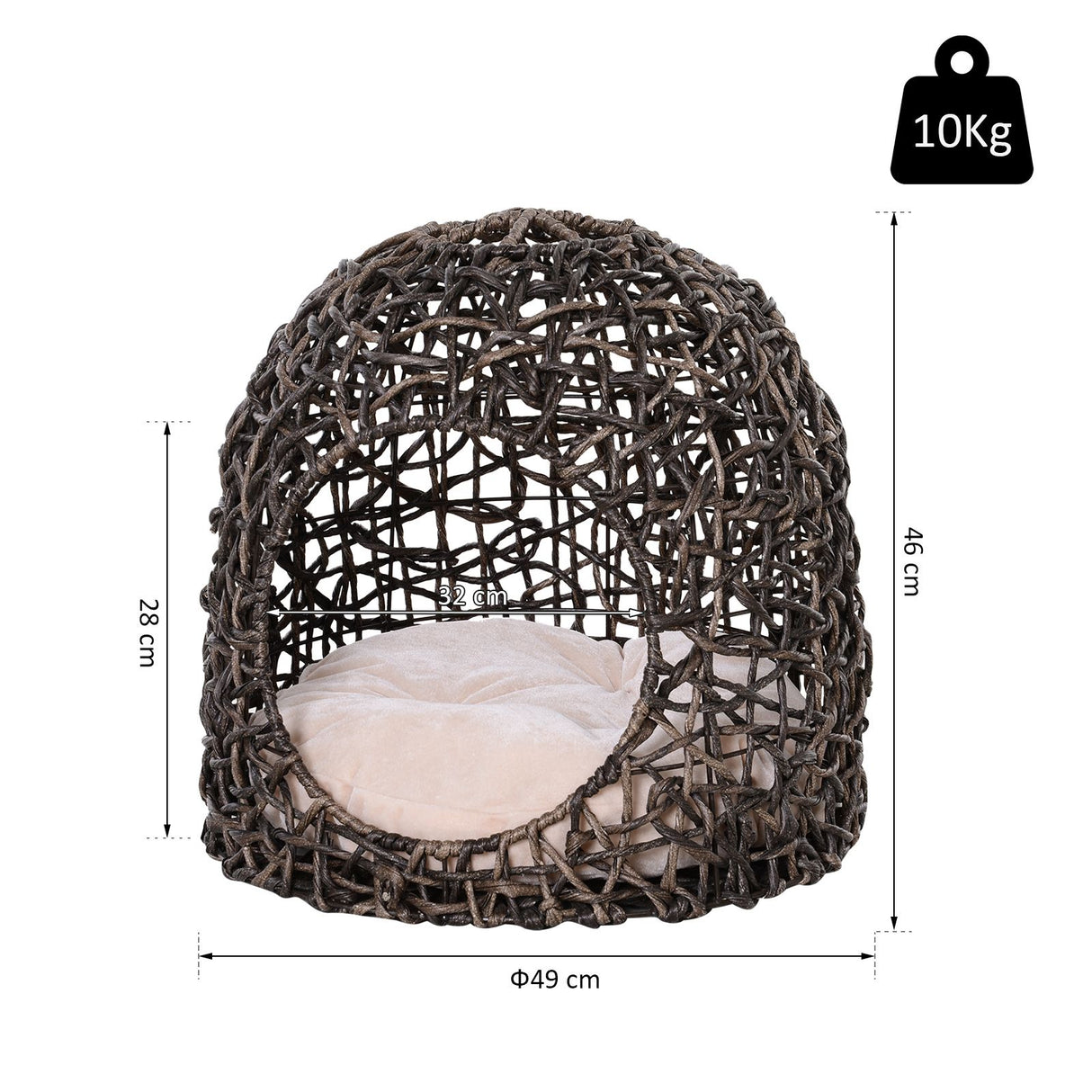 easycomfort easycomfort letto per gatti in vimini marrone con cuscino 49 x 46 cm ean 8054144139975