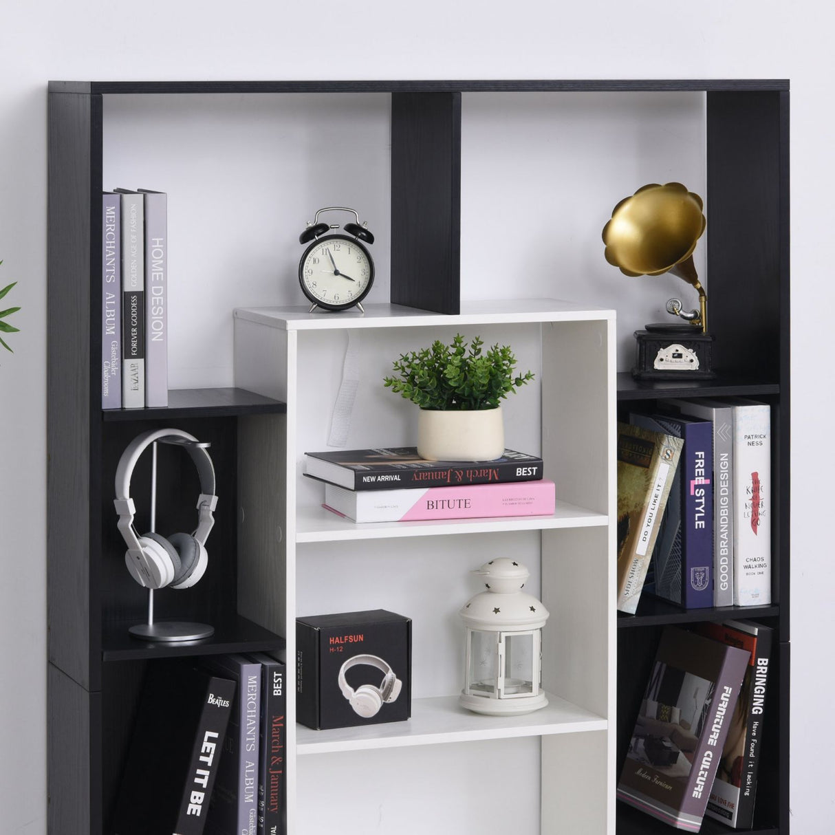 easycomfort easycomfort libreria a muro dal design moderno in legno bianco e nero 95 x 22 x 150cm ean 8054144130972