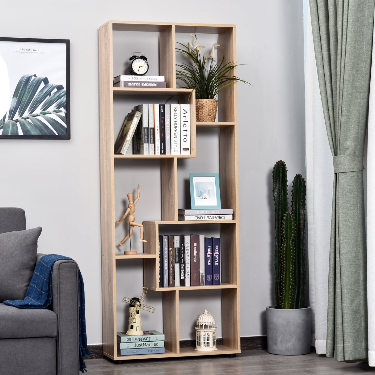 easycomfort easycomfort libreria in legno design moderno con 8 ripiani color legno naturale 70x24x178cm ean 8054144131450