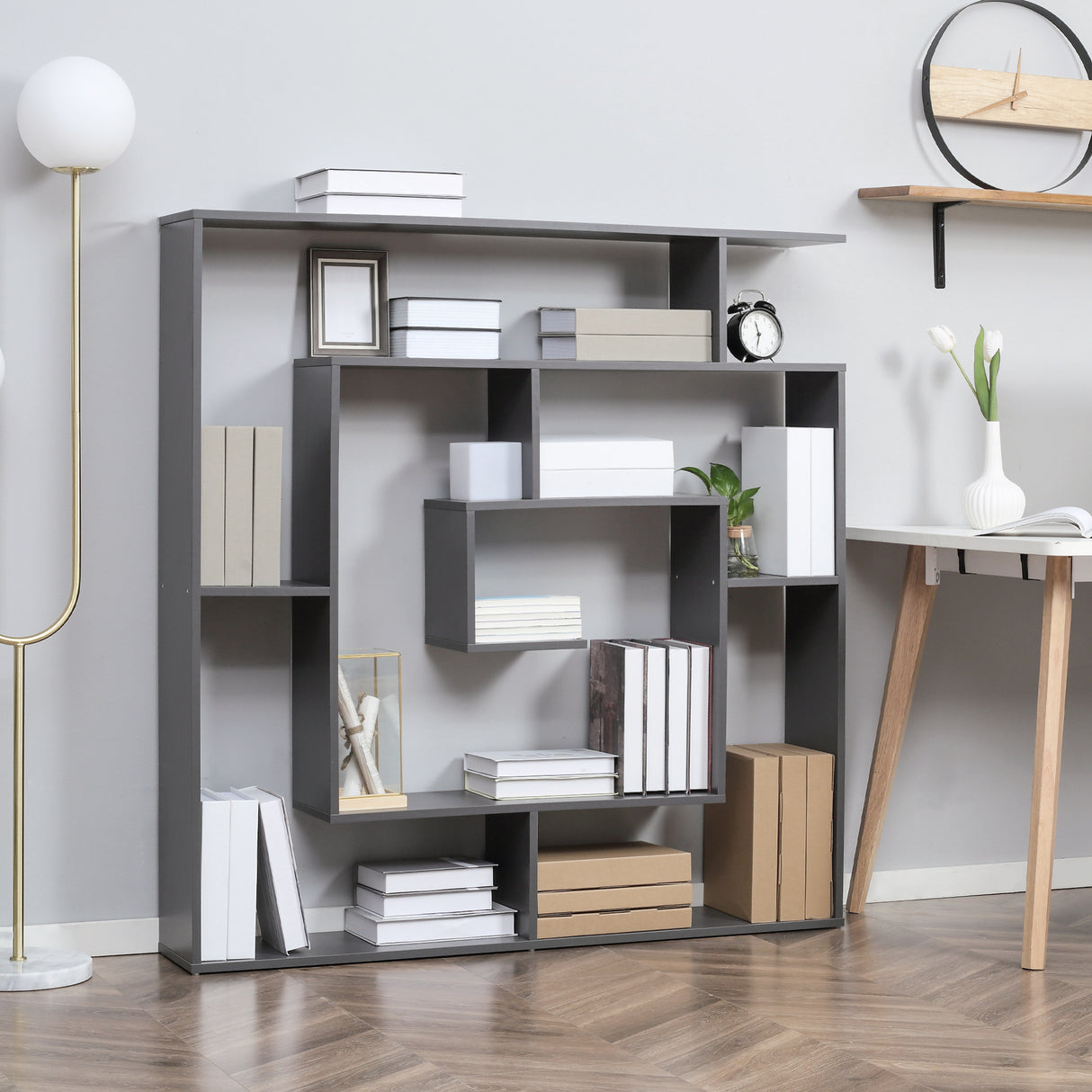 easycomfort easycomfort libreria moderna in legno truciolato con ripiani irregolari per camera da letto studio e soggiorno 125x22x129 cm