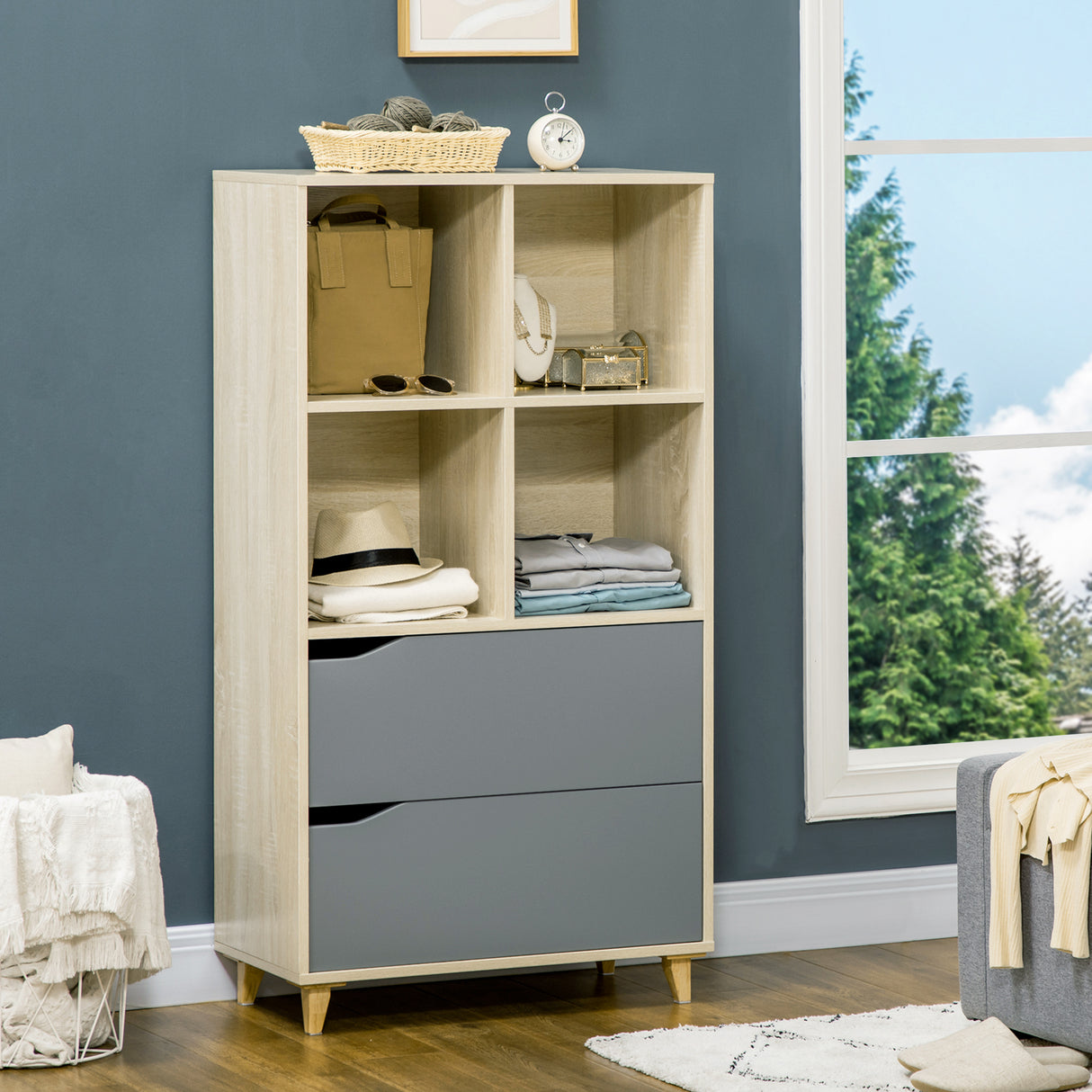 easycomfort easycomfort libreria moderna in truciolato e mdf con 2 cassetti e 4 ripiani aperti per soggiorno studio e camera 70 2x35x130 cm