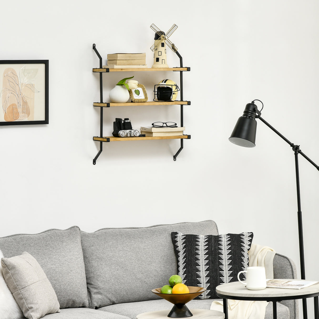 easycomfort easycomfort libreria moderna sospesa a scaletta in legno e metallo 51x15x63 5cm naturale