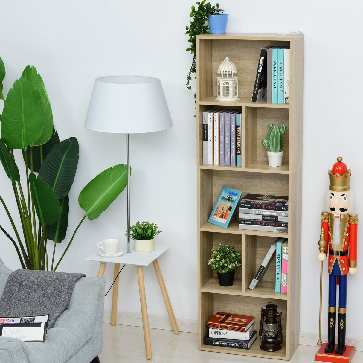 easycomfort easycomfort libreria scaffale in legno con 5 ripiani design antiribaltamento 50x24x150cm ean 8054111844550