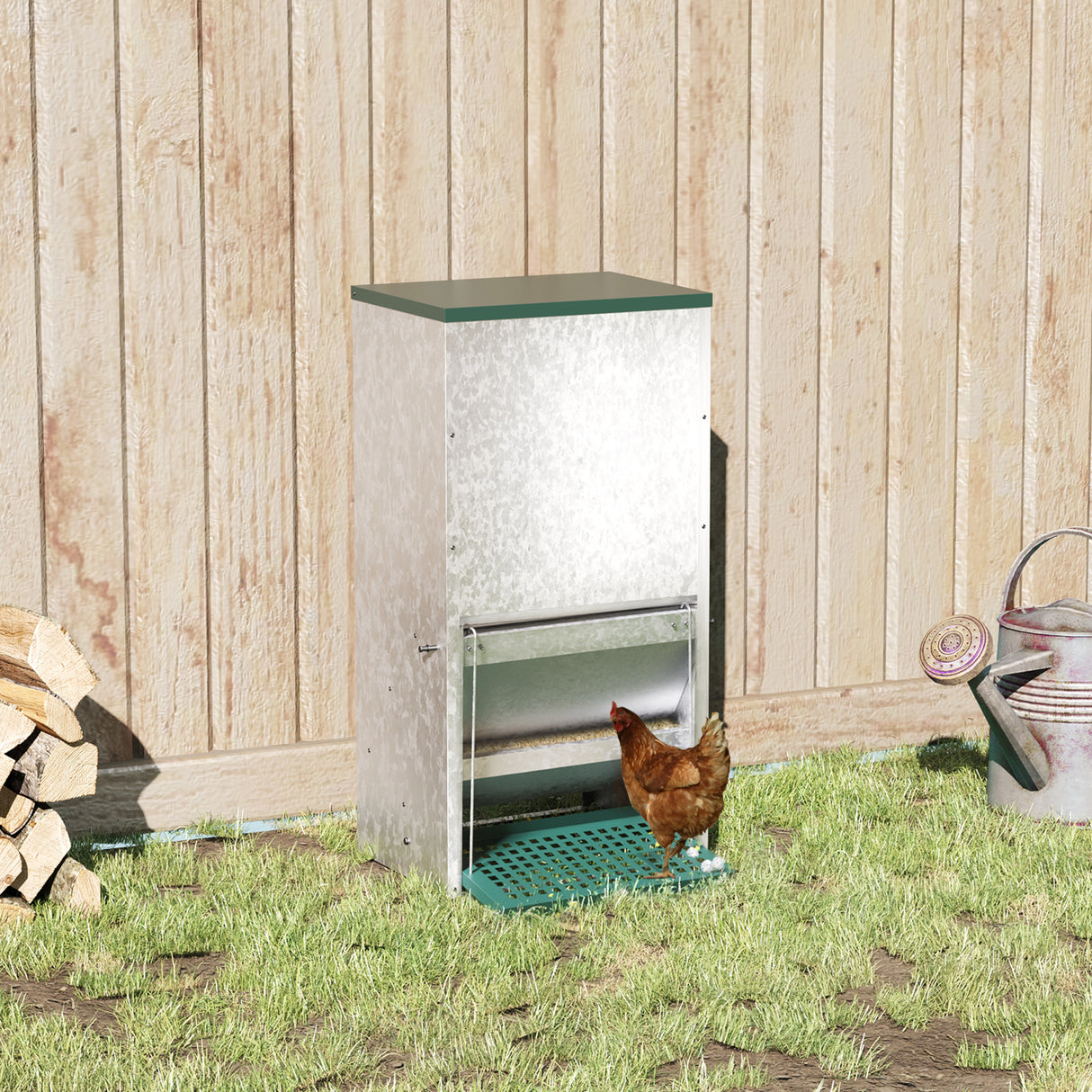 easycomfort easycomfort mangiatoia per galline da 13 5 litri 3 polli con coperchio e pedale 33 5x38 5x66cm