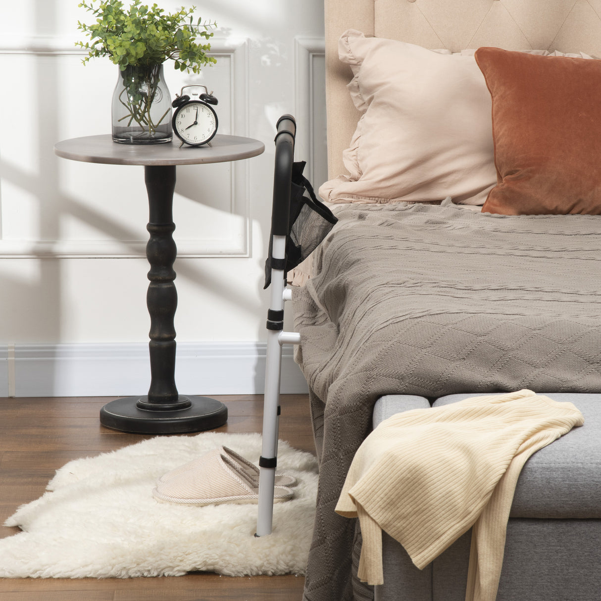 easycomfort easycomfort maniglia per letto con lunghezza e altezza regolabile in acciaio bianco