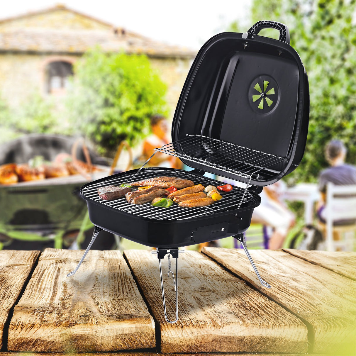 easycomfort easycomfort mini barbecue da viaggio con coperchio e gambe pieghevoli ean 8054111845113