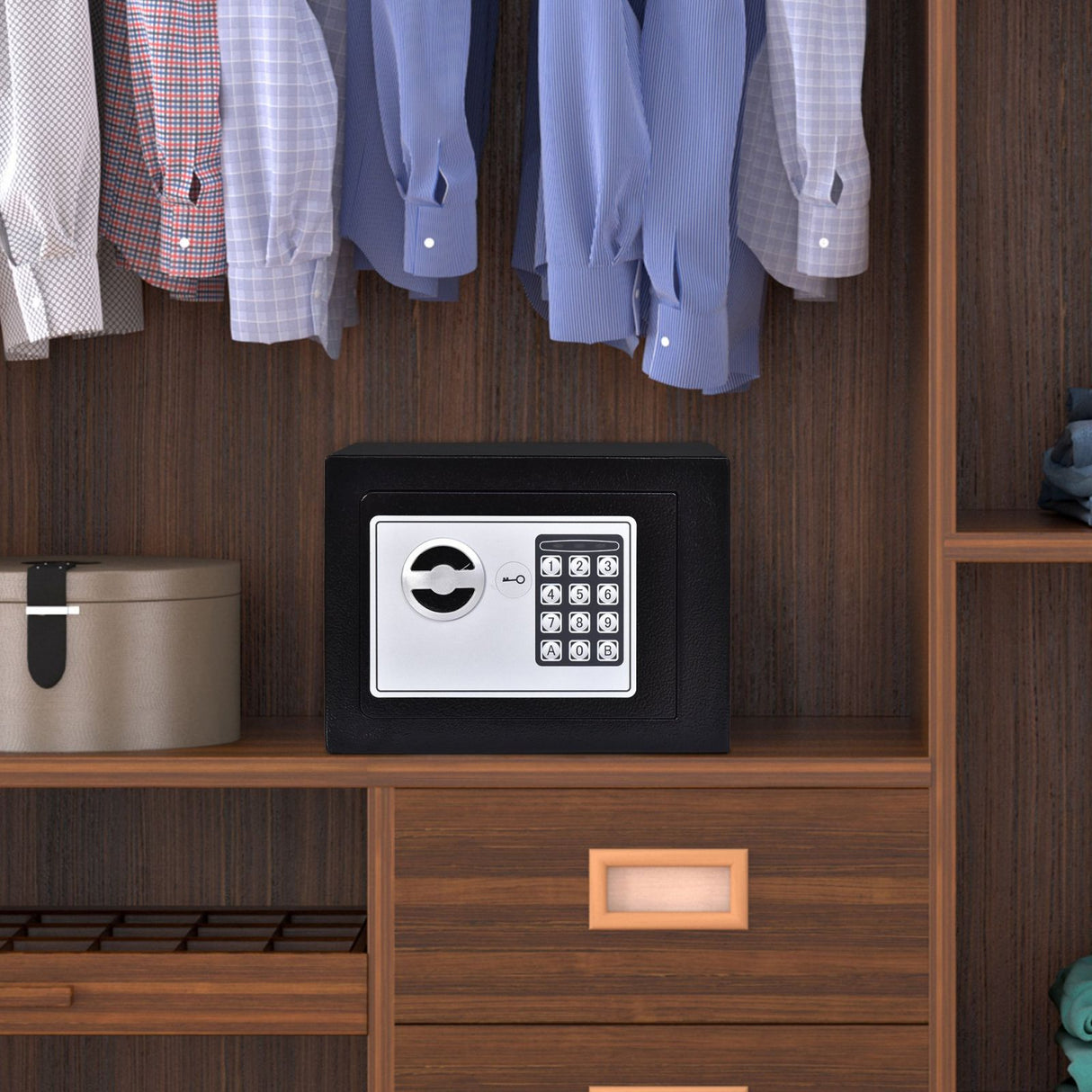 easycomfort easycomfort mini cassaforte elettronica con combinazione e chiavi di emergenza in acciaio con fissaggio a muro 23x17x17cm nero