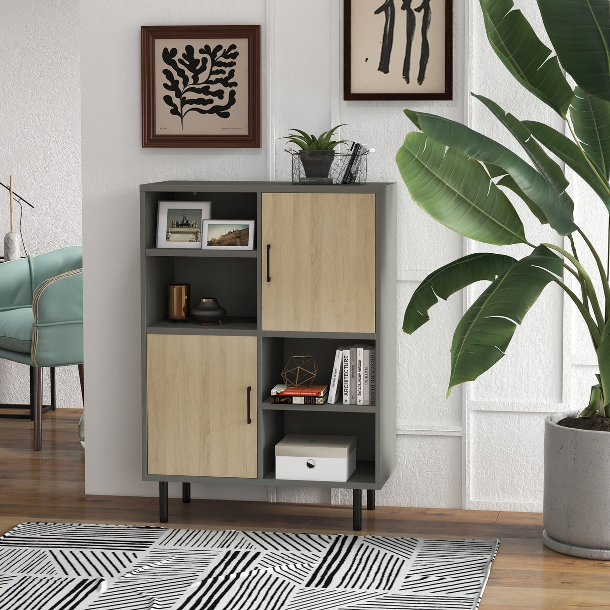 easycomfort easycomfort mobile da cucina multiuso con 4 ripiani aperti regolabili e 2 armadietti in truciolato 80x38x1125cm