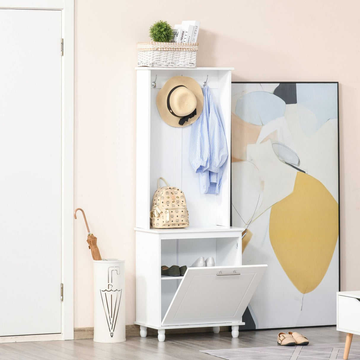 easycomfort easycomfort mobile per ingresso appendiabiti con scarpiera e mensole in legno mdf bianco