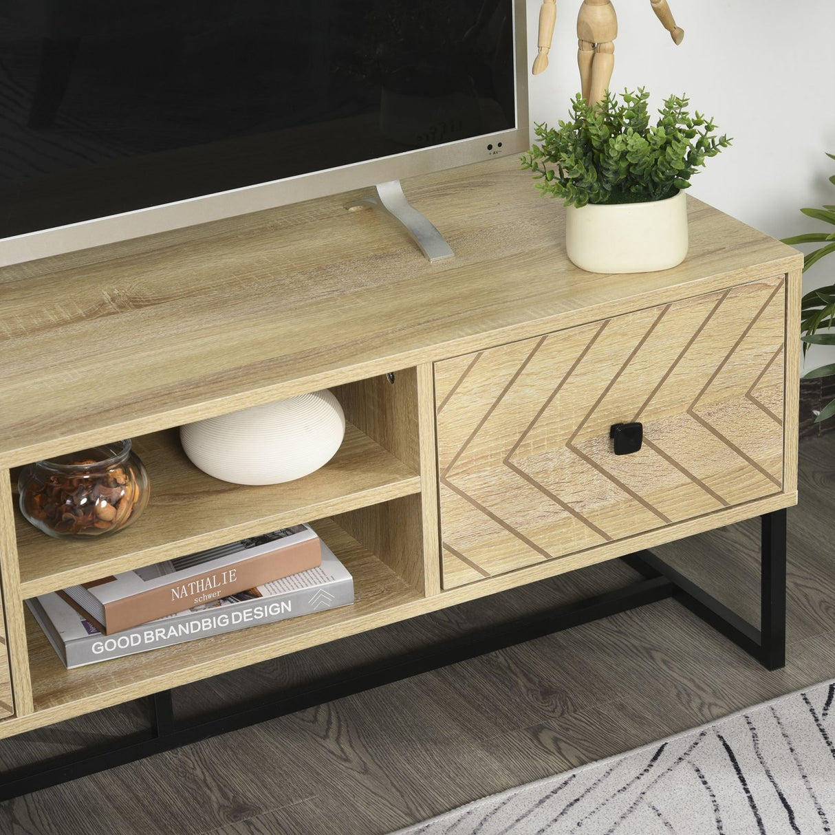 easycomfort easycomfort mobile porta tv 2 con 2 cassetti e 2 ripiani portaoggetti in legno 120 x 39 x 44 5cm ean 8055776912660