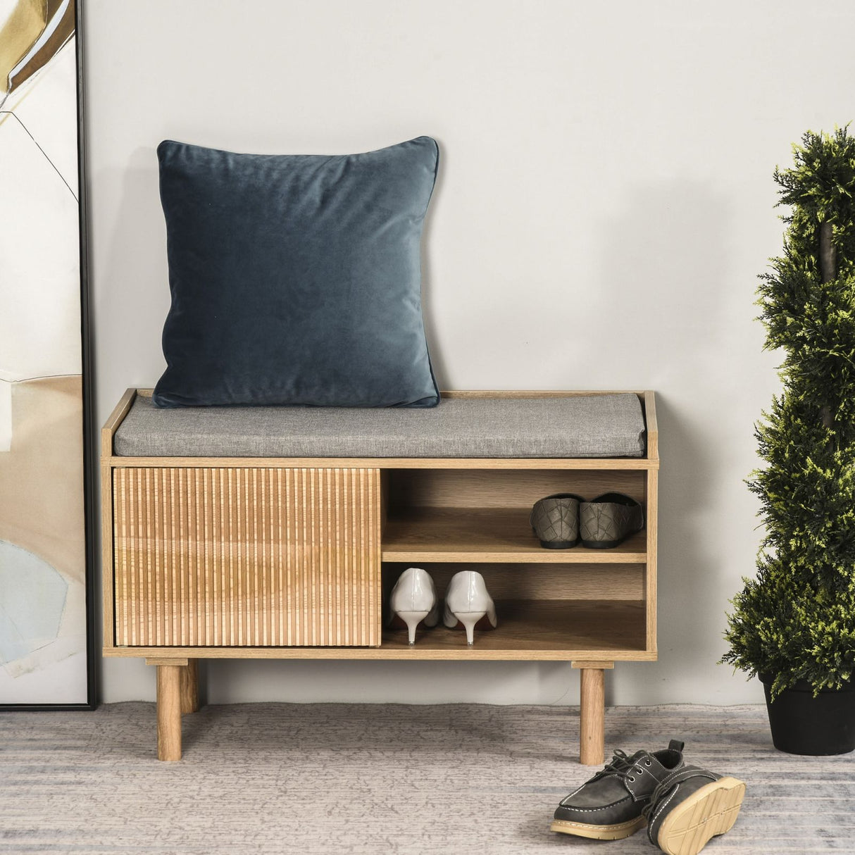 easycomfort easycomfort mobile scarpiera in legno con panca imbottita mensola e armadietto ean 8054144133423