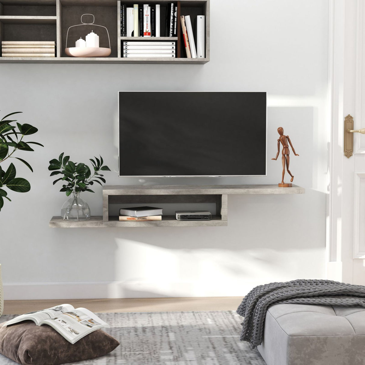 easycomfort easycomfort mobile sotto tv con design moderno sospeso a parete grigio cemento ean 8054111846042