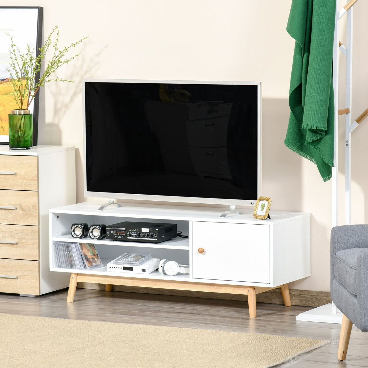 easycomfort easycomfort mobile tv con vani aperti e base rialzata tv fino 50 120x39 5x44 5cm bianco