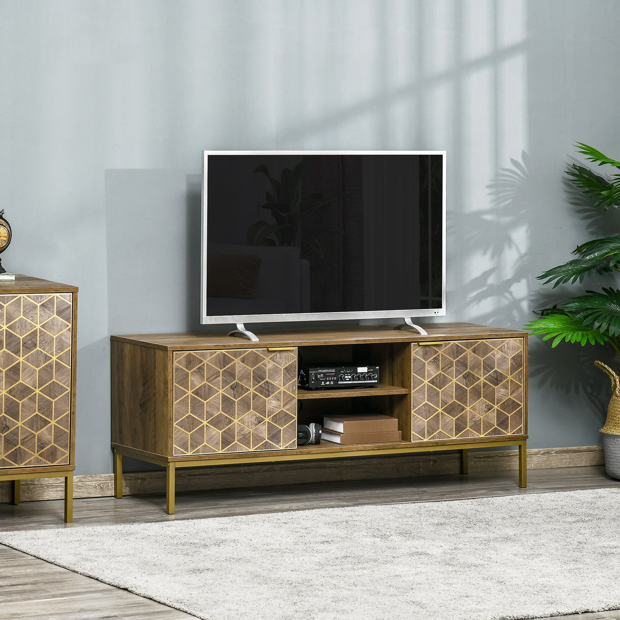easycomfort easycomfort mobile tv moderno per tv fino a 65 con 2 armadietti e 2 ripiani aperti 145x39x55cm
