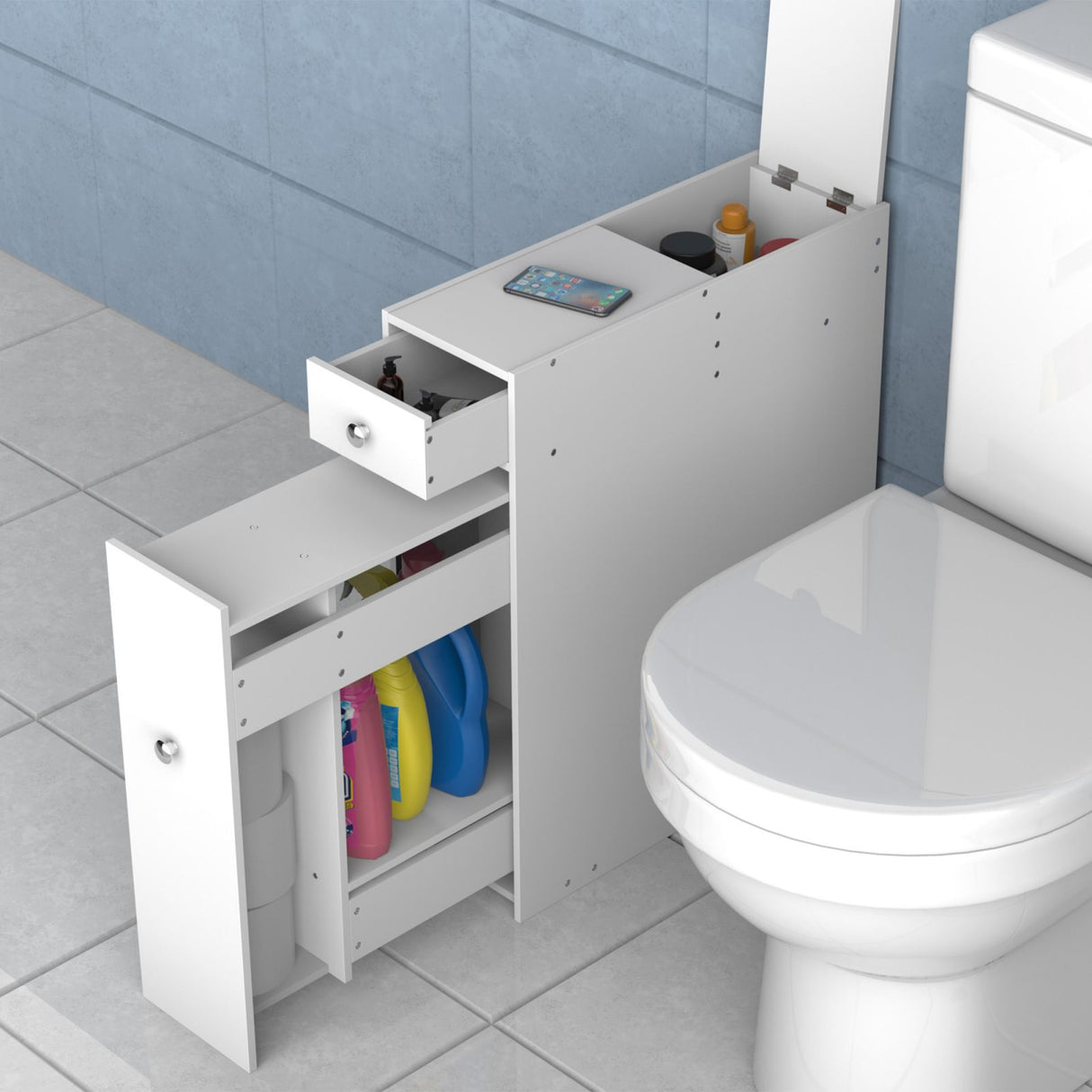 easycomfort easycomfort mobiletto a colonna per bagno bianco 17x48x58cm ean 8054111844680