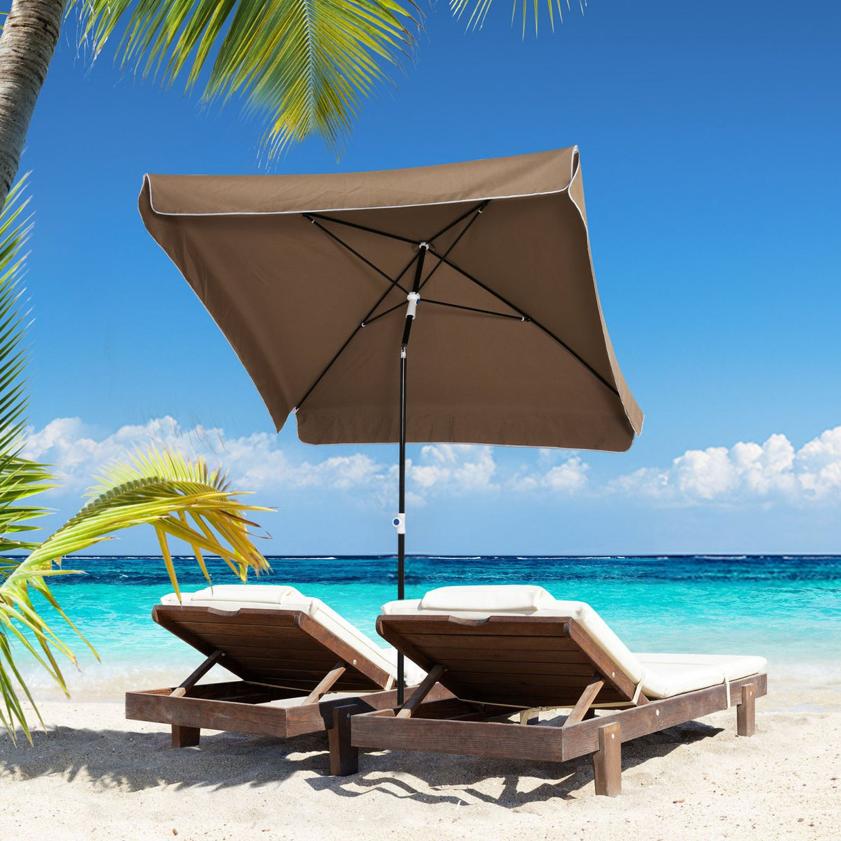 easycomfort easycomfort ombrellone da esterno 200x200cm terrazza giardino con tettuccio quadrato caffe ean 8054111846677