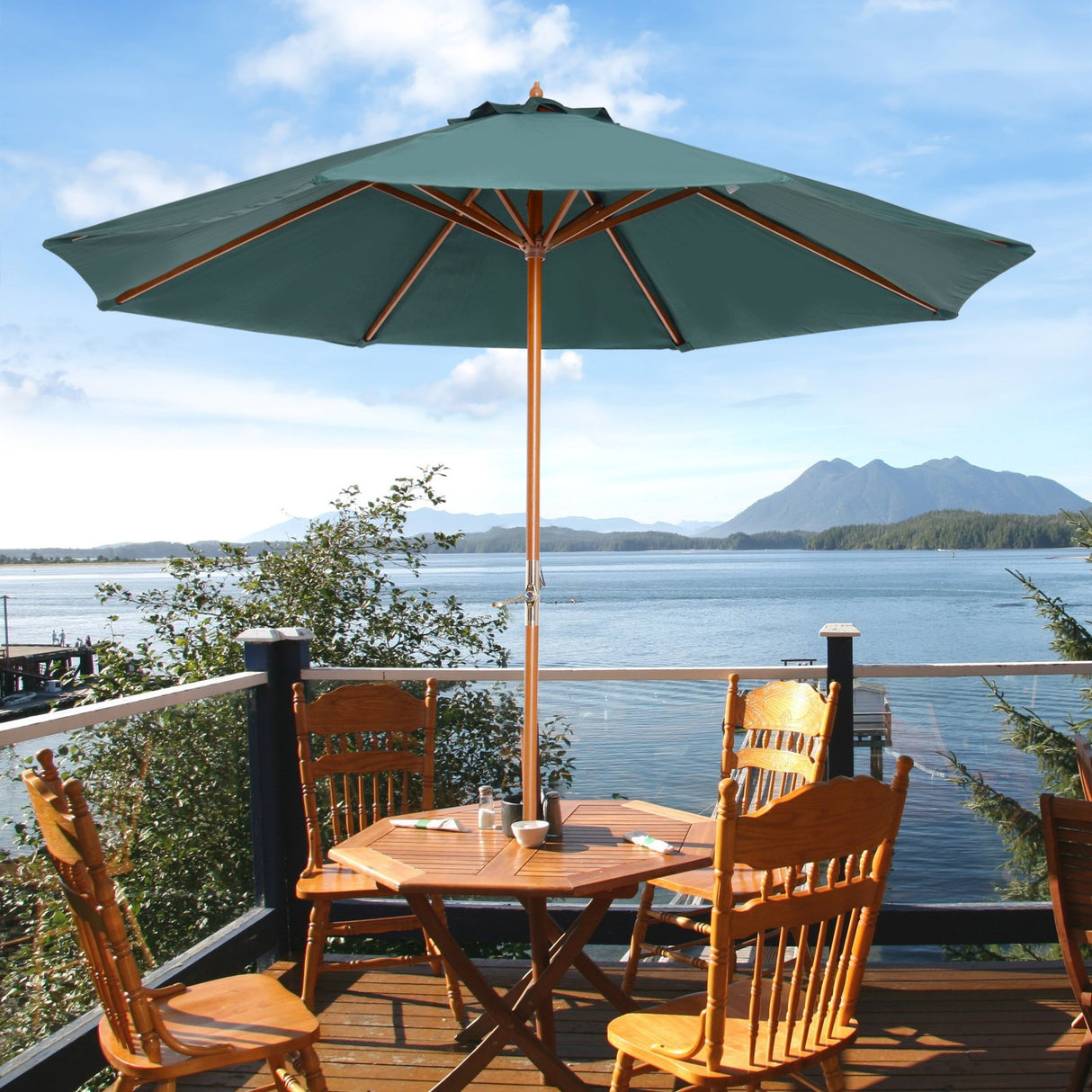 easycomfort easycomfort ombrellone da giardino in legno di pioppo verde 270 x 250 cm ean 8054111847049