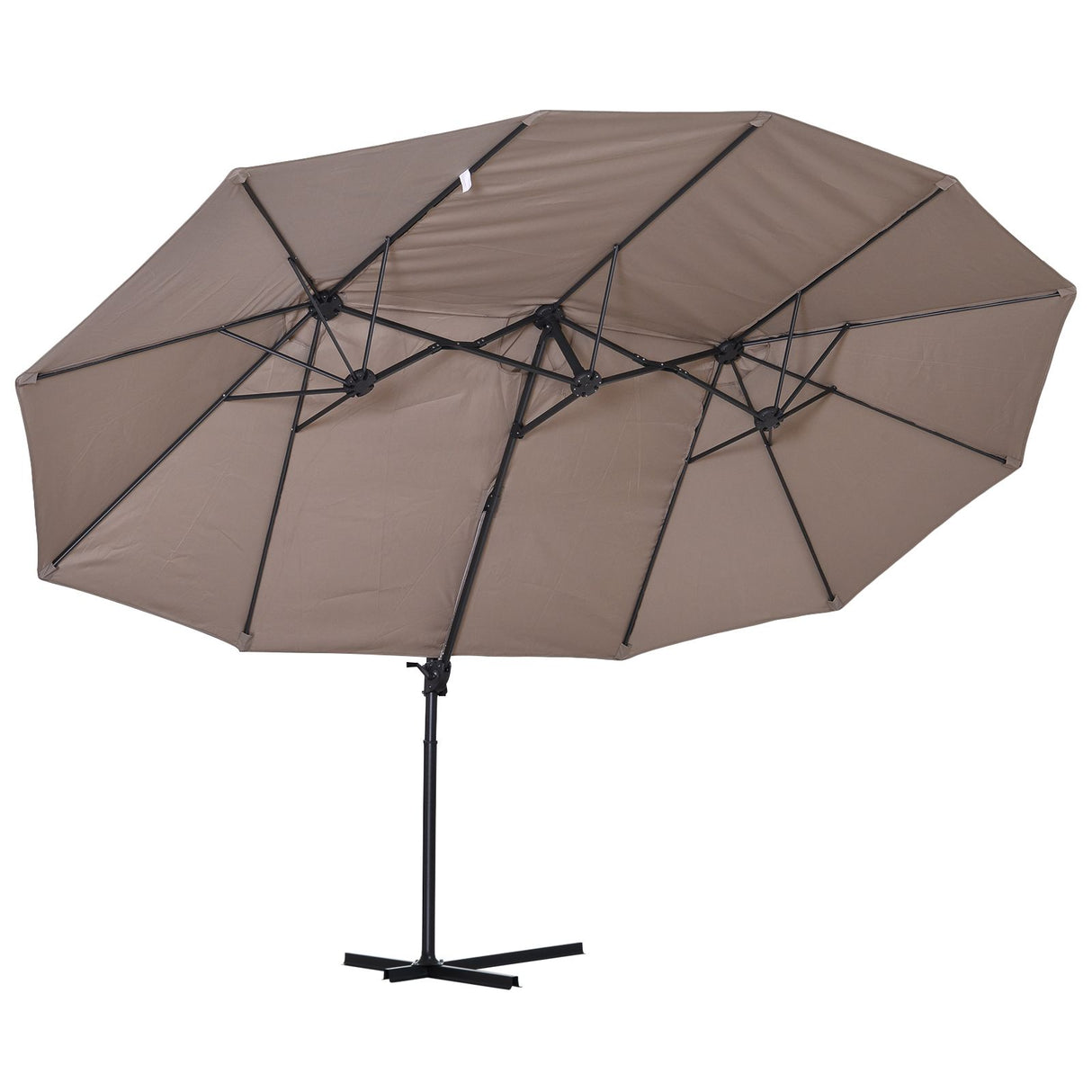 easycomfort easycomfort ombrellone doppio in acciaio e poliestere anti uv impermeabile marrone 270x460x250cm ean 8055776913575