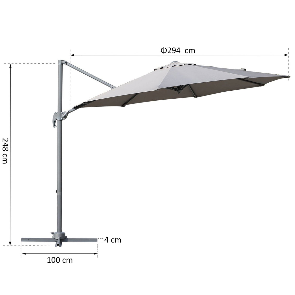 easycomfort easycomfort ombrellone parasole decentrato angolazione regolabile girevole a 360 da giardino 294x248cm ean 8055776911632