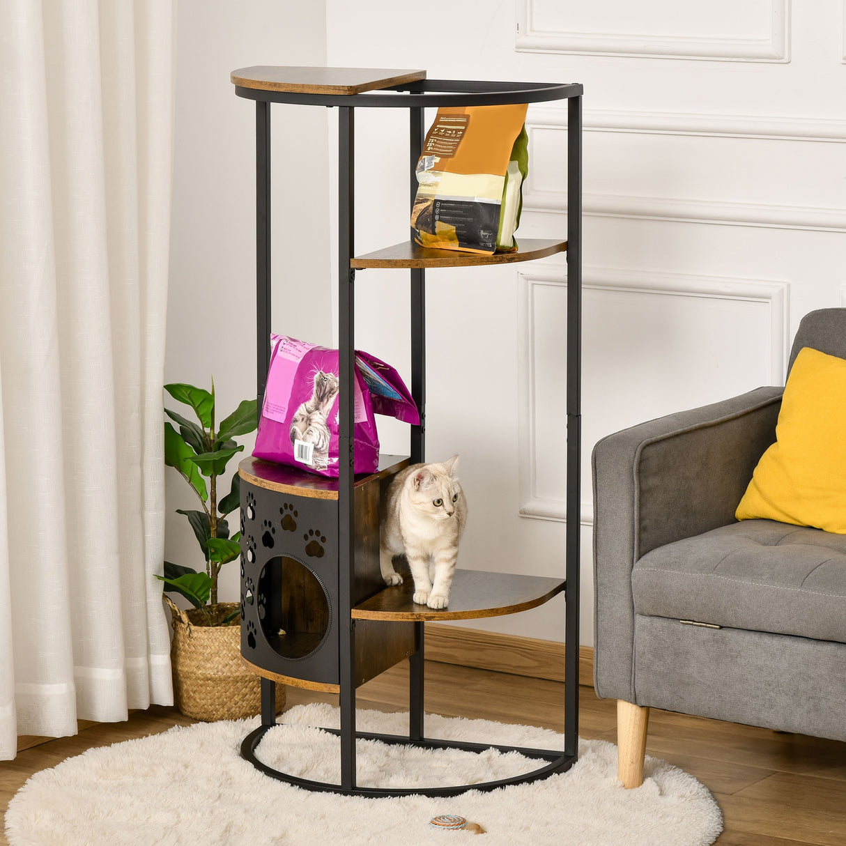 easycomfort easycomfort palestra per gatti multilivello con cuccia albero per gatti adulti e gattini con ripiani marrone