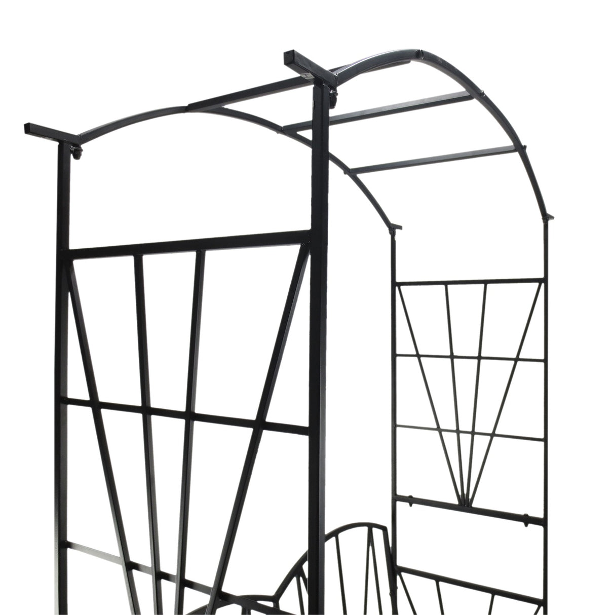 easycomfort easycomfort panchina da giardino 2 posti con arco rampicanti per piante nero 115x59x203cm ean 8054144138213