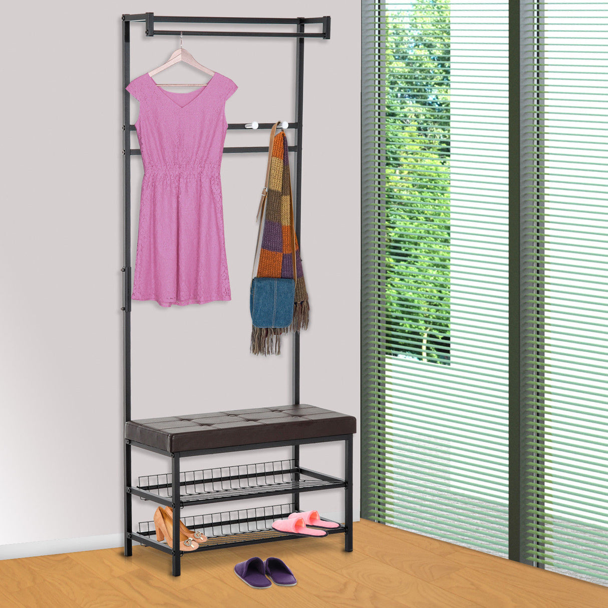 easycomfort easycomfort panchina spogliatoio in metallo imbottita marrone 72 5x35x180cm ean 8054144131184