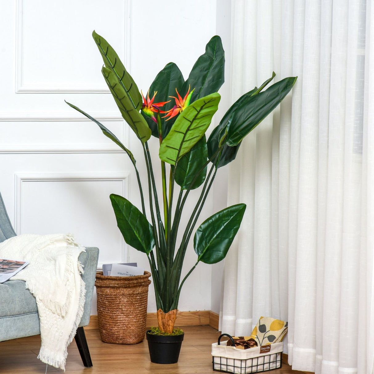 easycomfort easycomfort pianta artificiale in vaso strelitzia reginae sintetica da arredo 155cm ean 8054144137360