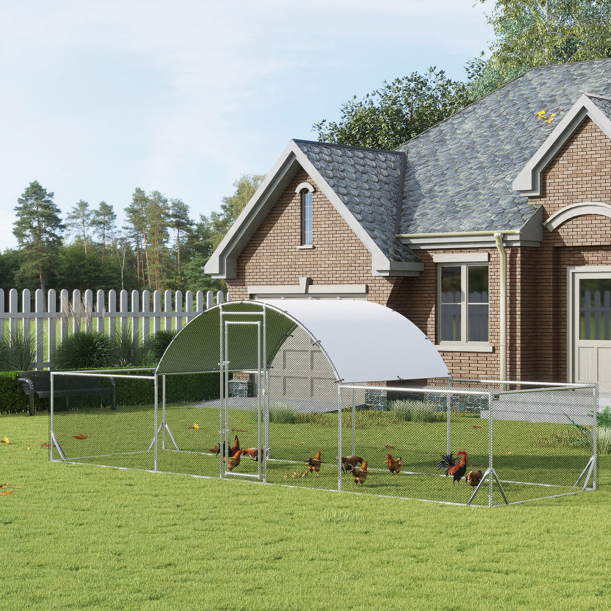 easycomfort easycomfort pollaio da giardino per 12 14 galline in acciaio zincato e pe con tettoia e serratura 660x190x195 cm