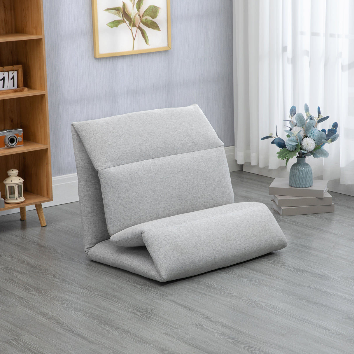 easycomfort easycomfort poltrona da terra con schienale reclinabile in tessuto 71x72x60cm grigio chiaro